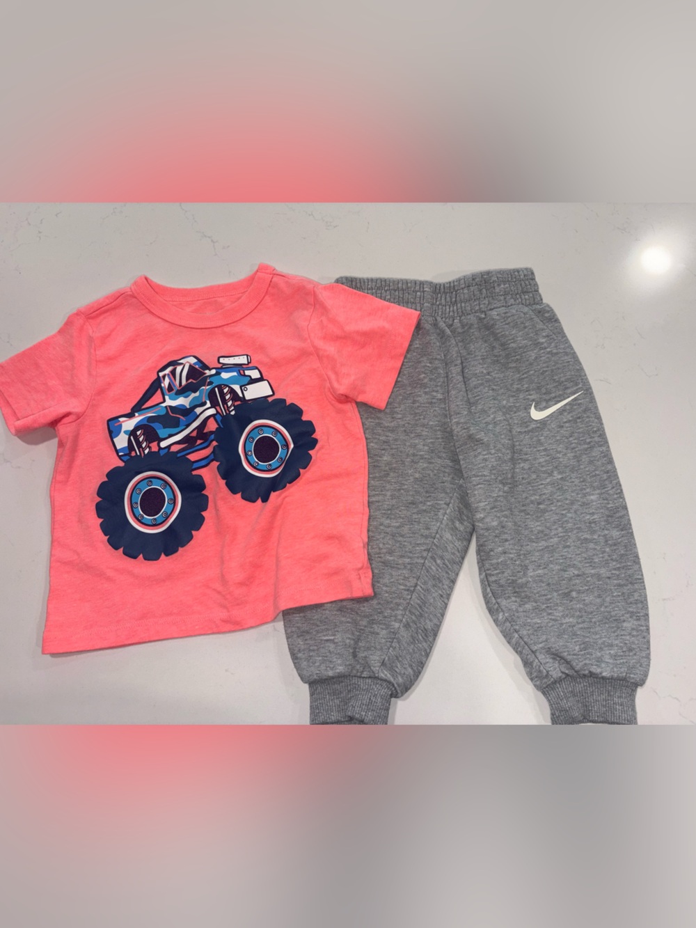 The Children's Place Coral Tee with Gray Sweatpants Set